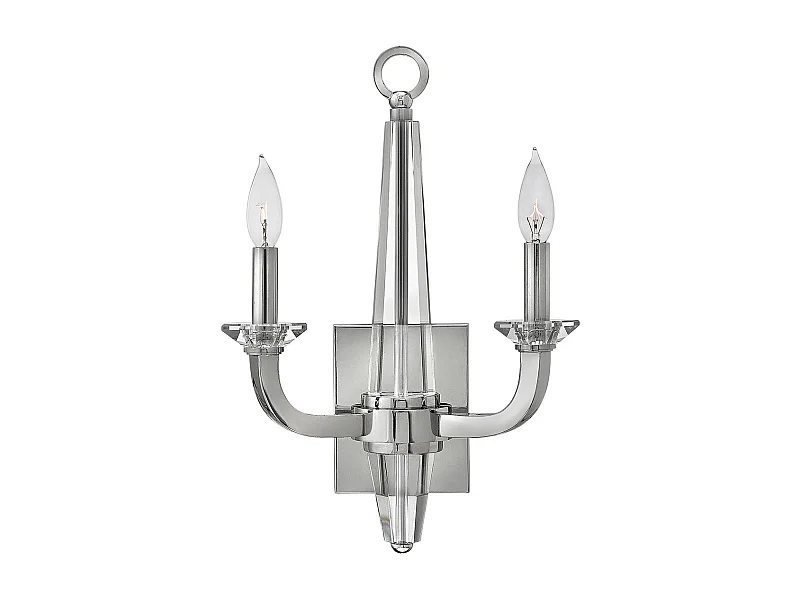 Lámpara de pared industrial nórdica de acero niquelado pulido con cristal 2 luces E14 Ascher