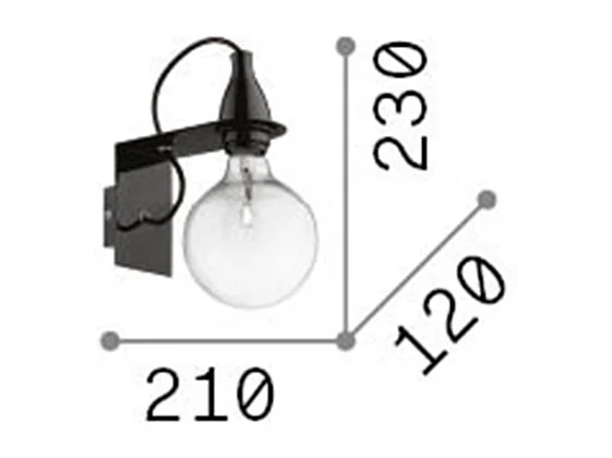 Ideal Lux Minimal - 1 Licht Wand Licht Schwarz, E27