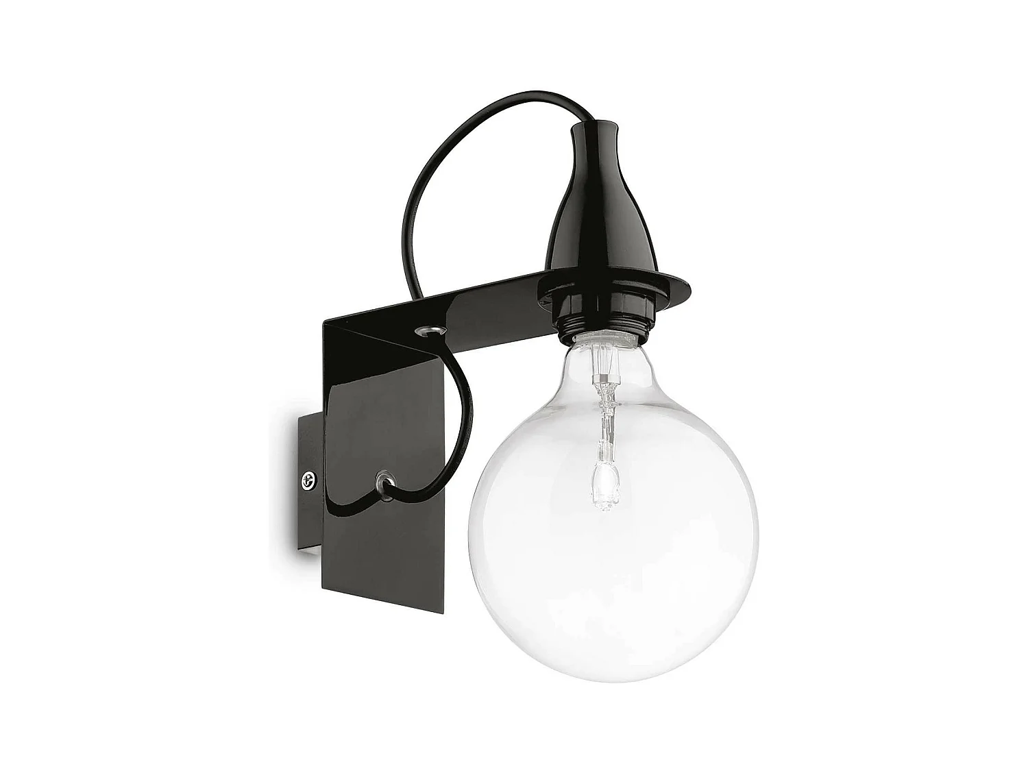 Ideal Lux Minimal Applique murale à 1 ampoule noire, E27