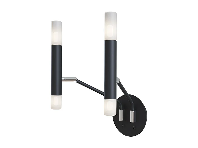 Maytoni Vigo Lampada da parete moderna a candela nera, paralume in vetro bianco opaco