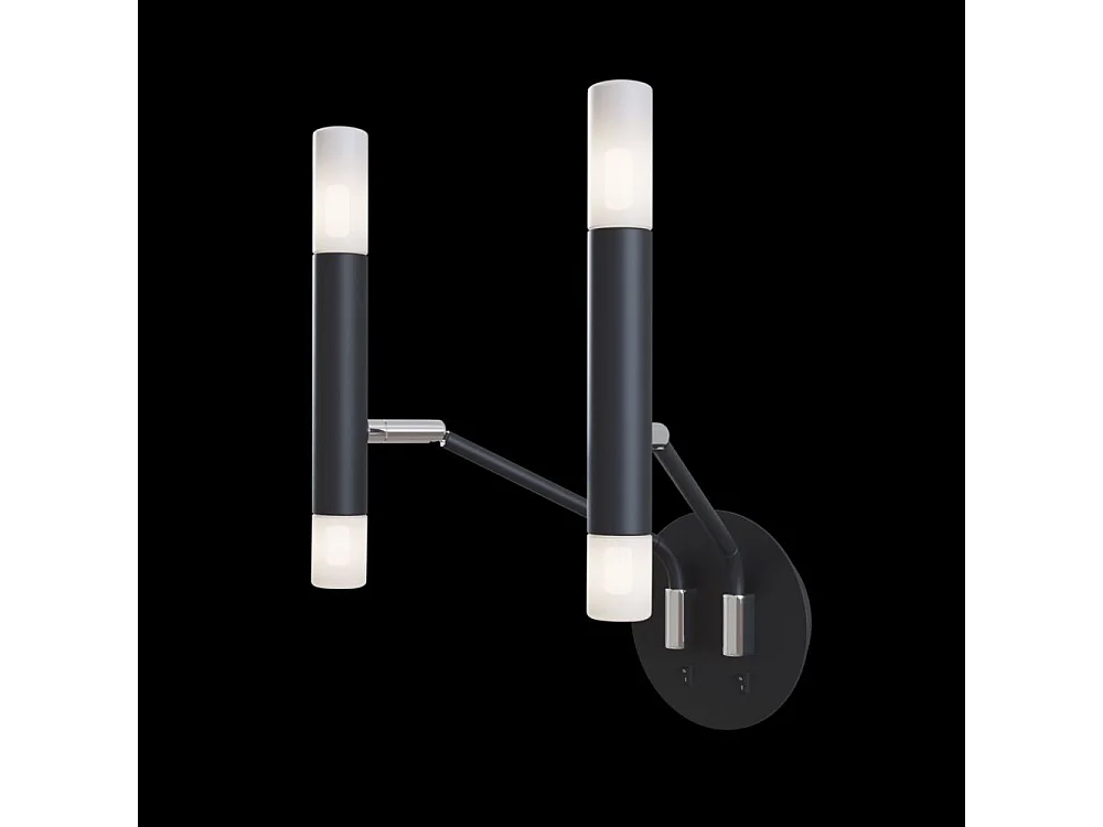 Maytoni Vigo Lampada da parete moderna a candela nera, paralume in vetro bianco opaco