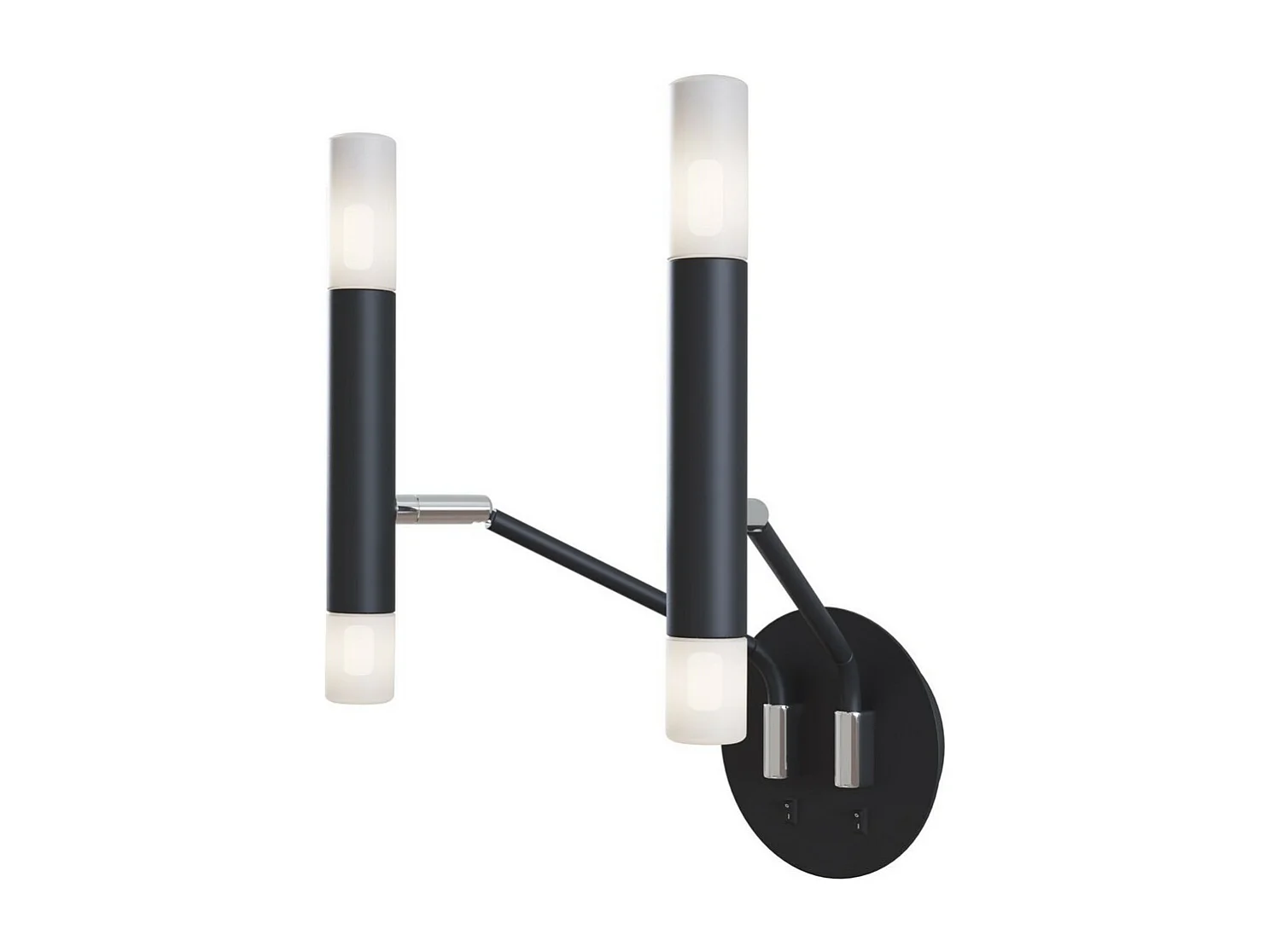 Maytoni Vigo Lampada da parete moderna a candela nera, paralume in vetro bianco opaco