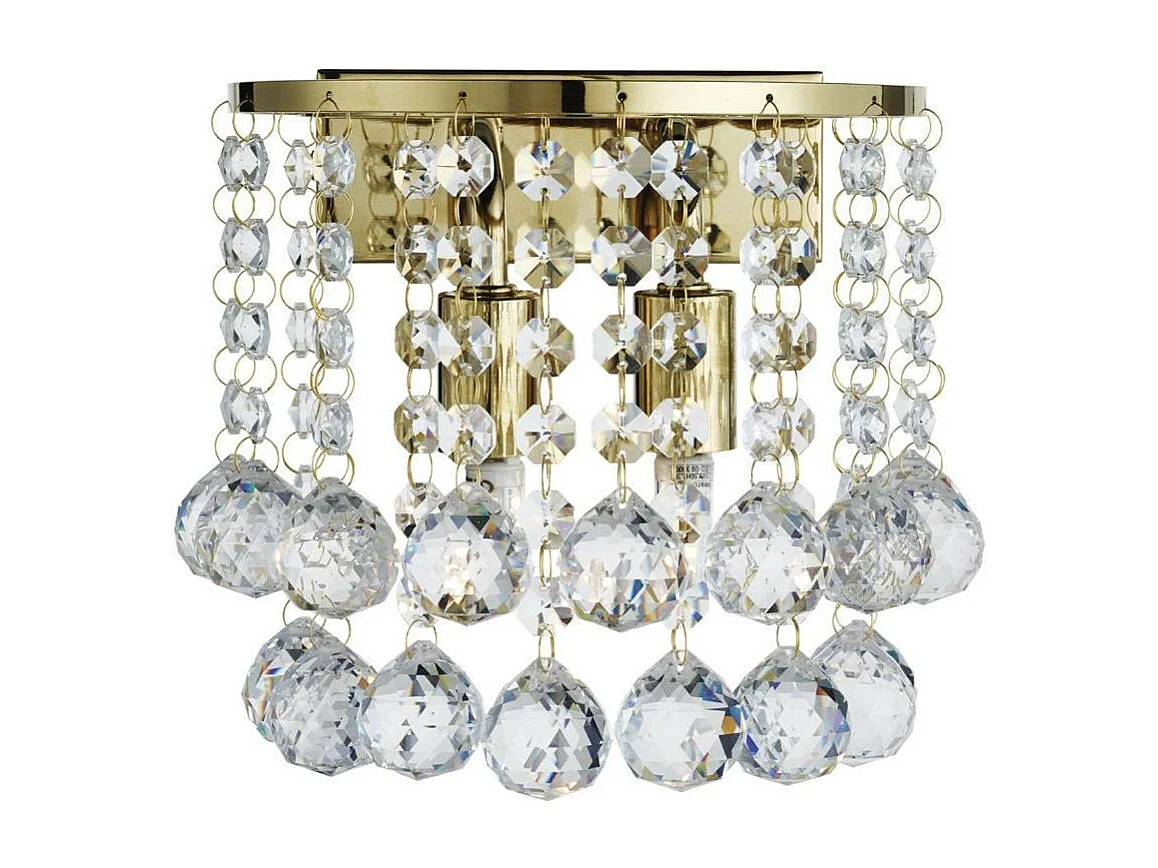 Searchlicht Hanna - 2 Licht Innenwandleuchte Gold mit Kristallen, G9