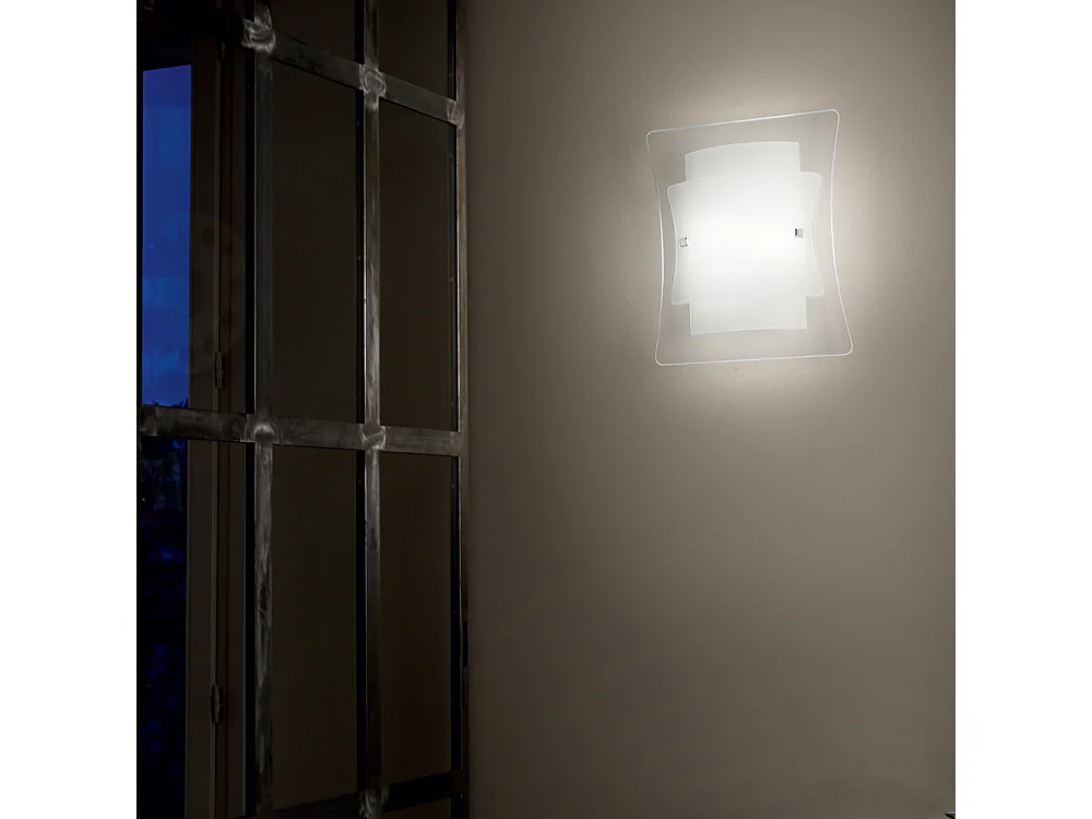 Ideal Lux Triplo - Lampada da parete grande per interni a 2 luci in vetro, E27