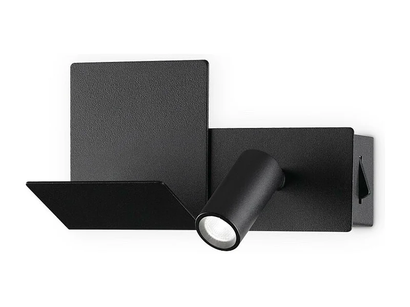 Ideal Lux KOMODO-2 Luz de lectura LED negra, interruptor incorporado, 3000 K, no regulable