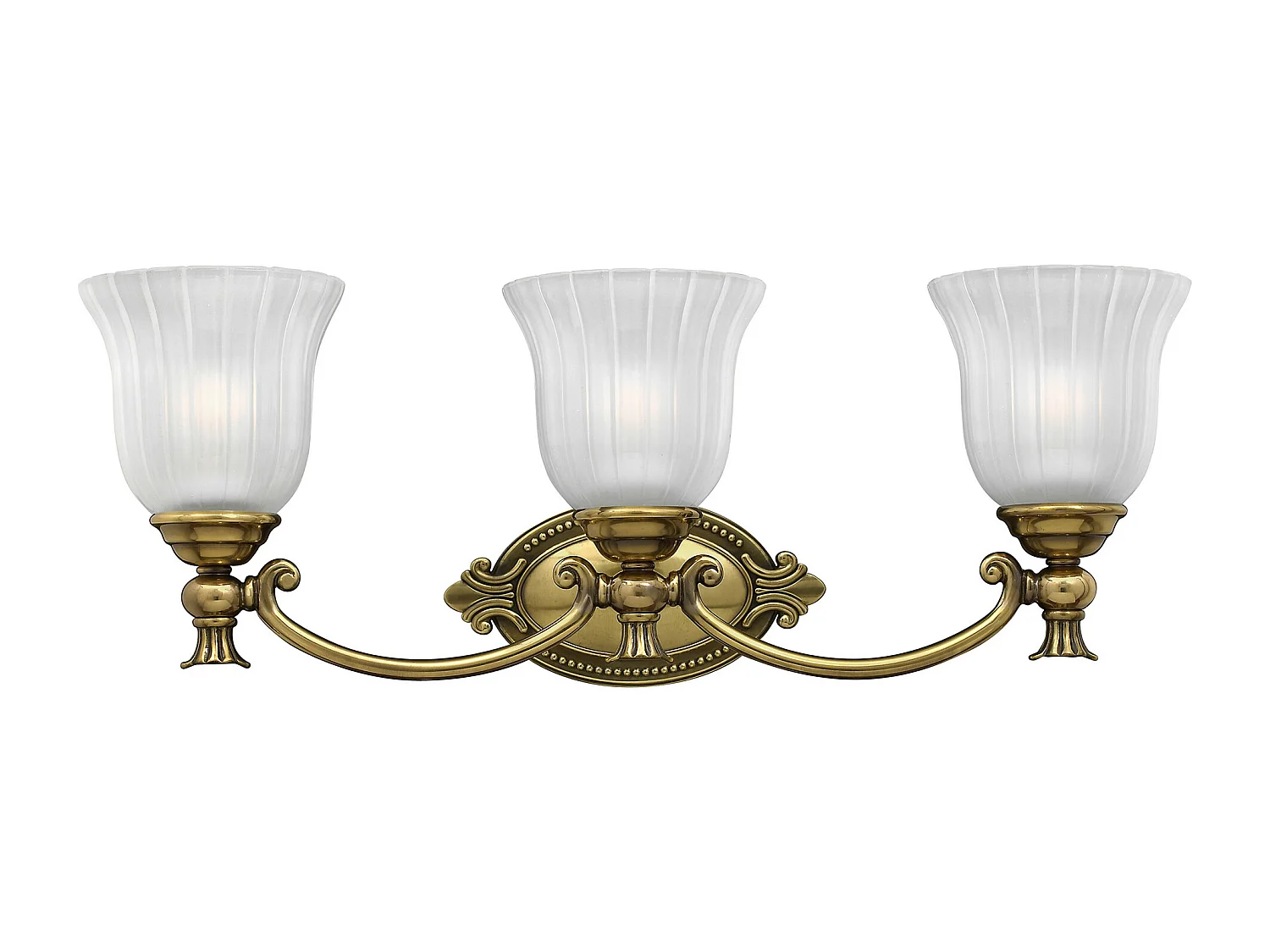 Elstead Francoise 3 ljus badrum över spegel väggljus polerad mässing IP44, G9