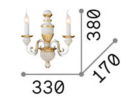 Ideal Lux Firenze Applique murale d'intérieur à 2 ampoules, or, ivoire, E14