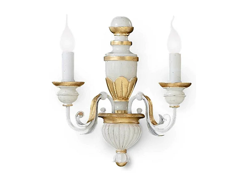 Ideal Lux Firenze - Lámpara de pared con vela de interior de 2 luces Dorado, Marfil, E14