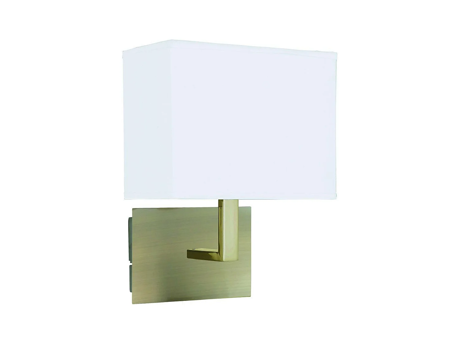 Searchlicht - 1 Licht Innenwandleuchte Antik Messing mit weißem rechteckigen Schatten, E27