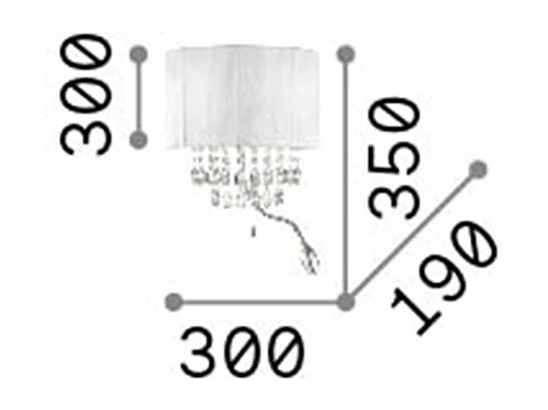 Ideal Lux Opera Applique murale d'intérieur à 3 ampoules LED, chrome, cristaux et abat-jour blanc, E14