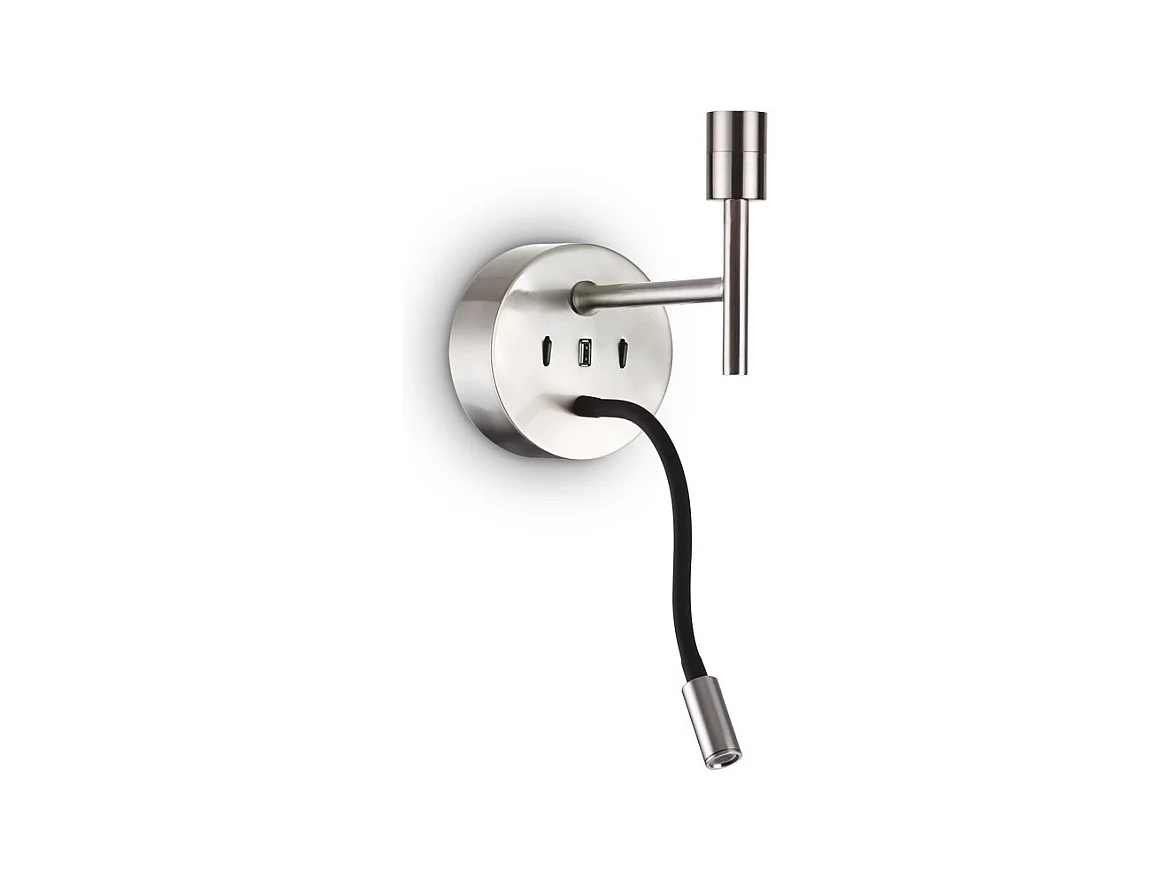 Ideal Lux SET UP Applique + Liseuse Nickel Sans Abat-jour 3000K