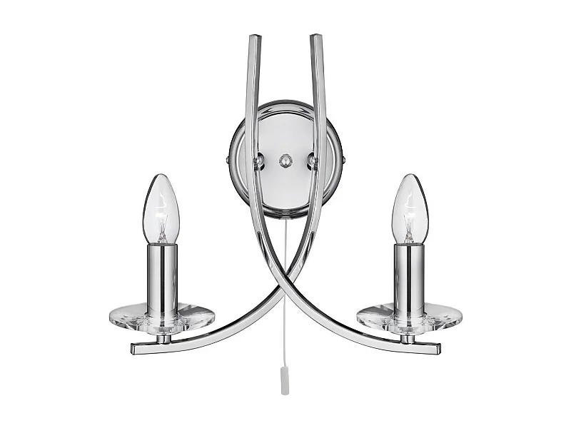 Searchlicht Ascona - 2 Licht Innenglas Kerze Wandleuchte Chrom, E14