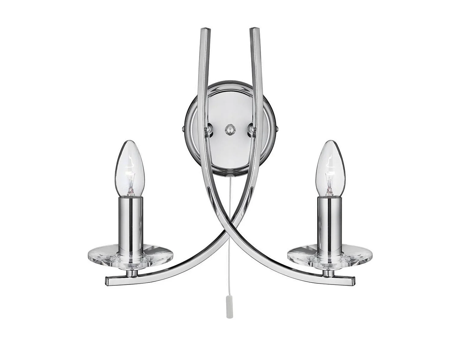 Searchlicht Ascona - 2 Licht Innenglas Kerze Wandleuchte Chrom, E14