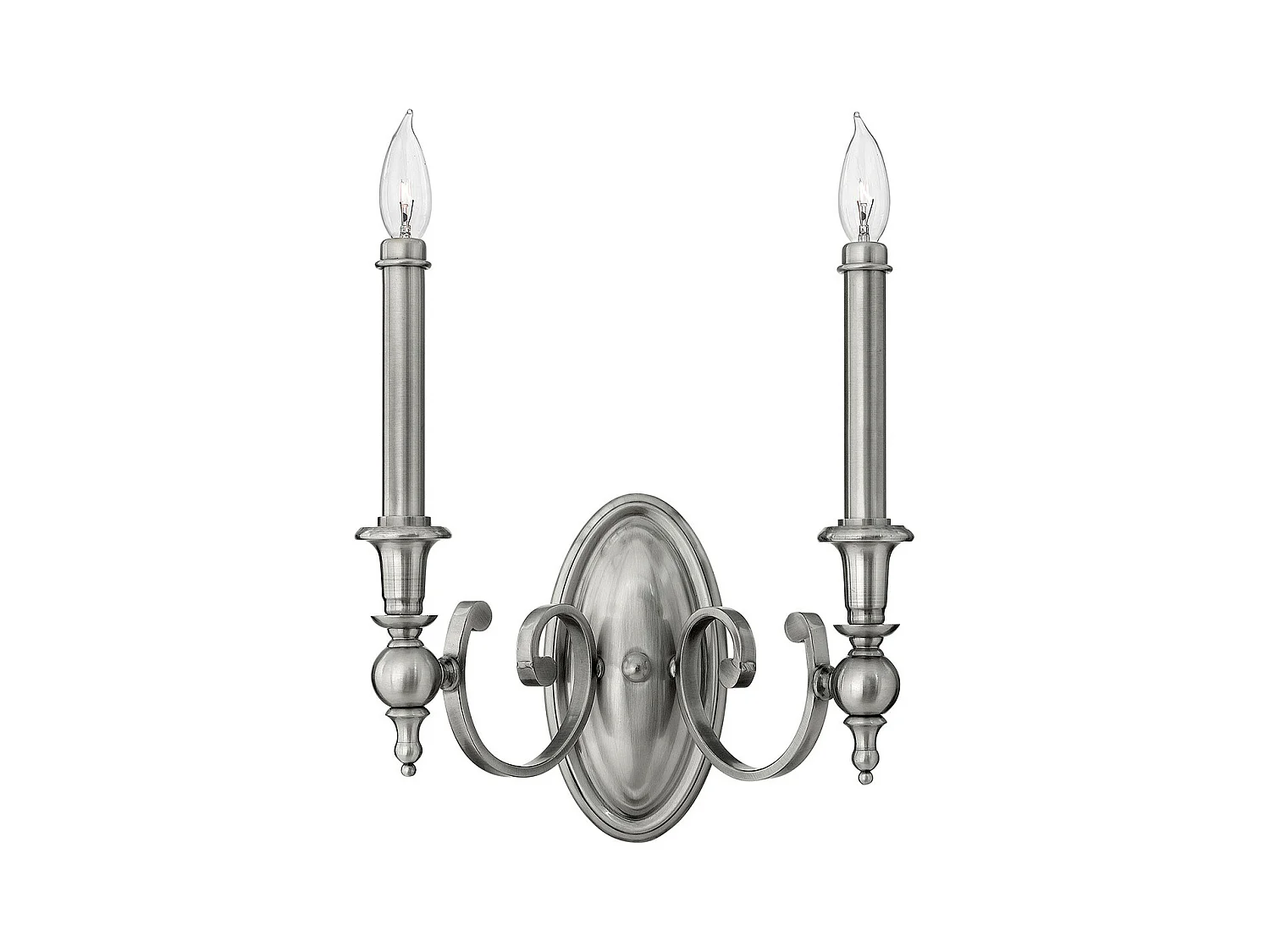 Elstead Yorktown - Lampada da parete per interni a 2 luci con candela, nichel antico, E14