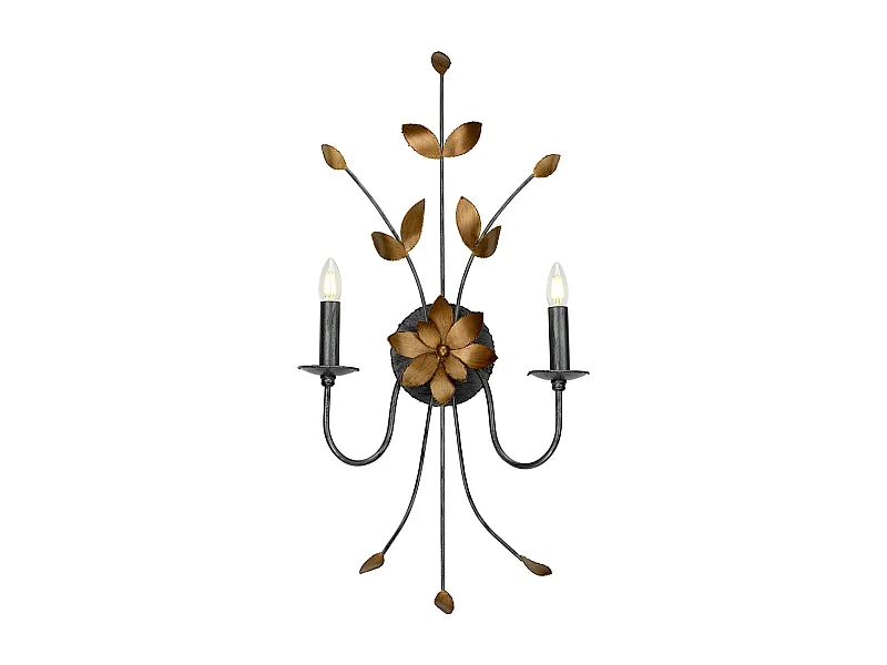 Elstead Simone - Floreale Foglie Design 2 Luce Candela Applique Foglia Oro, E14