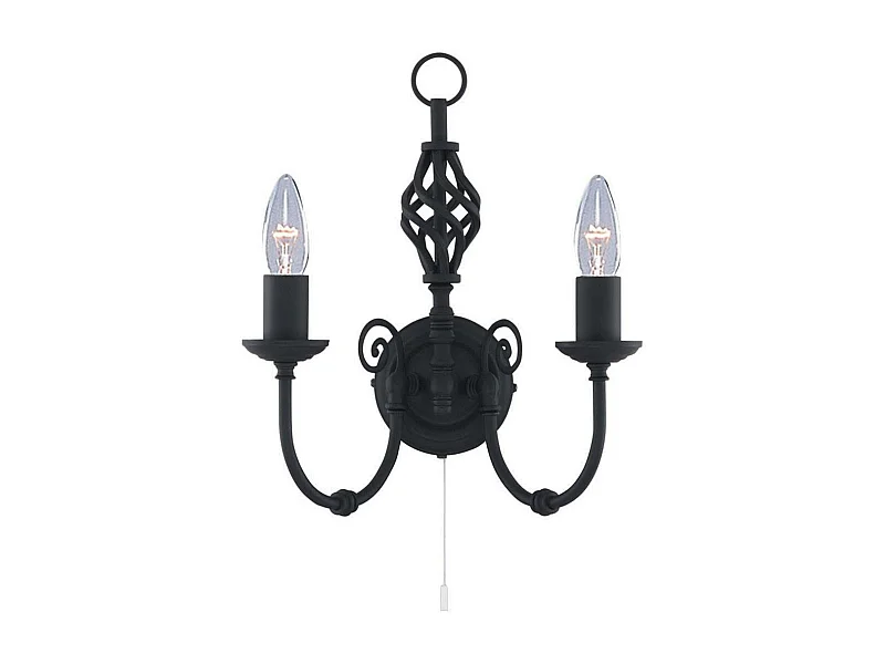 Searchlight Zanzibar - Lampada da parete a candela per interni a 2 luci nera, E14