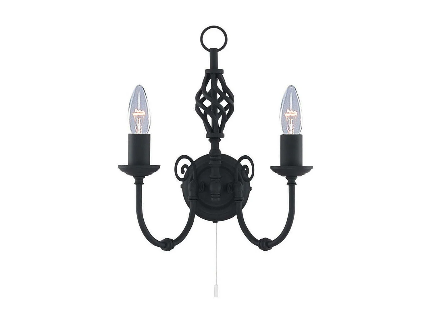 Searchlicht Zanzibar - 2 licht Indoor Candle Wandleuchte Schwarz, E14