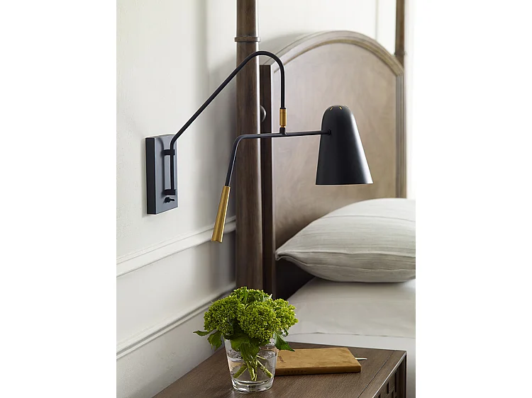 Elstead Simon 1 Licht Wandleuchte, Midnight Black, E27