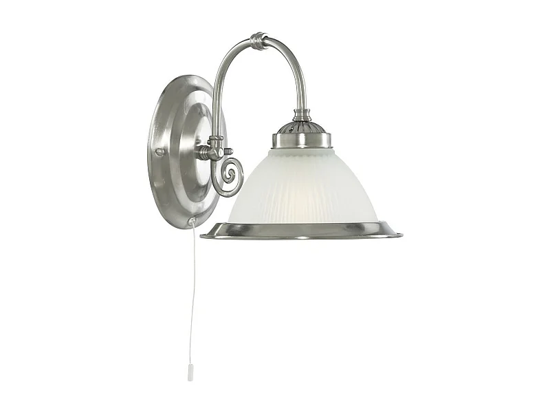 Searchlicht American Diner - 1 Licht Wandleuchte Satin Silber mit Acid Ribbed Glass Shade, E27