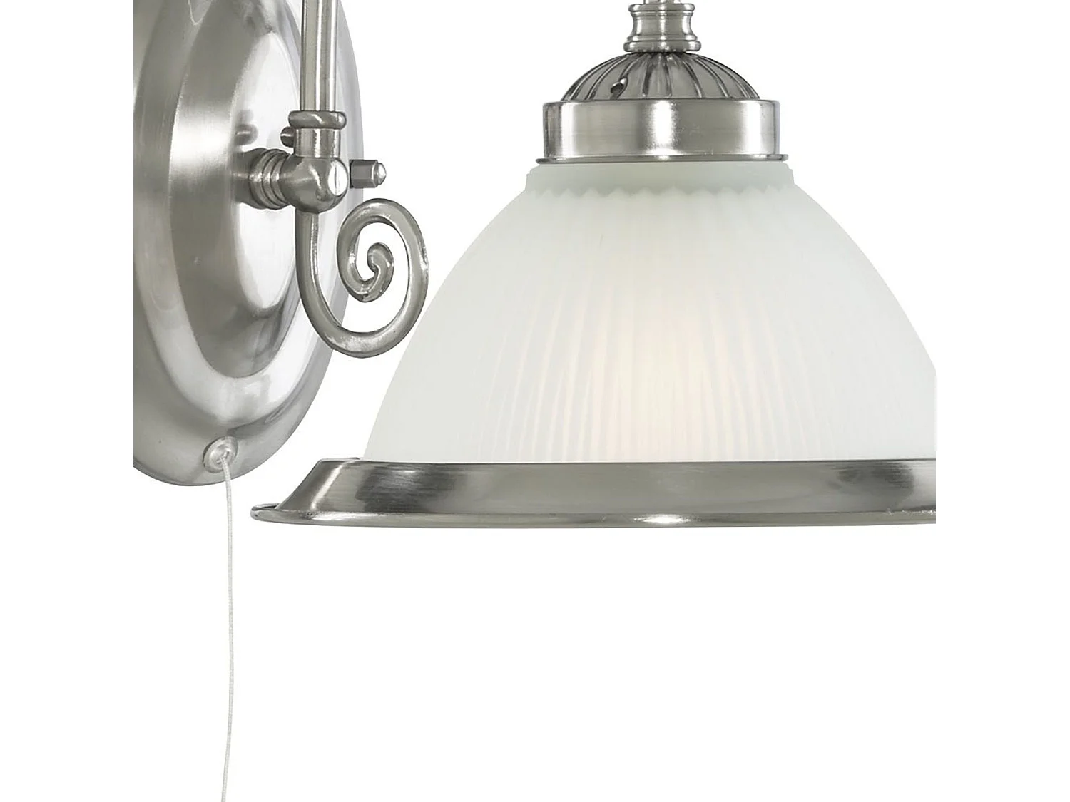 Searchlicht American Diner - 1 Licht Wandleuchte Satin Silber mit Acid Ribbed Glass Shade, E27