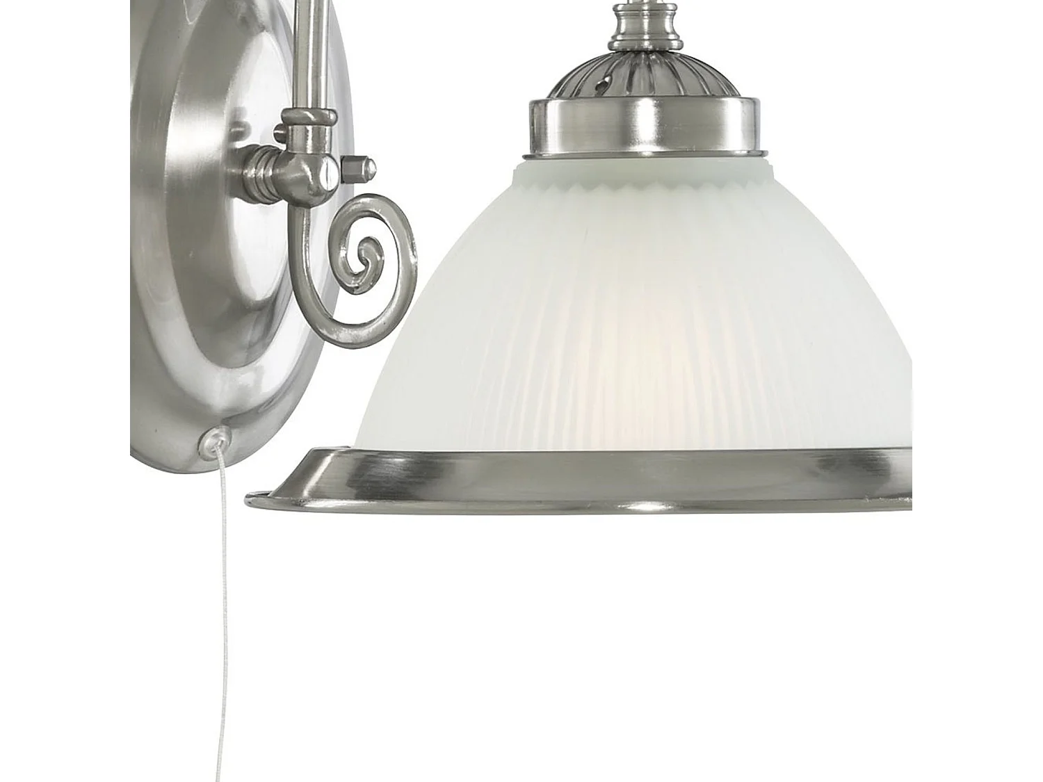 Searchlight American Diner - Applique a 1 luce Argento satinato con paralume in vetro acidato, attacco E27