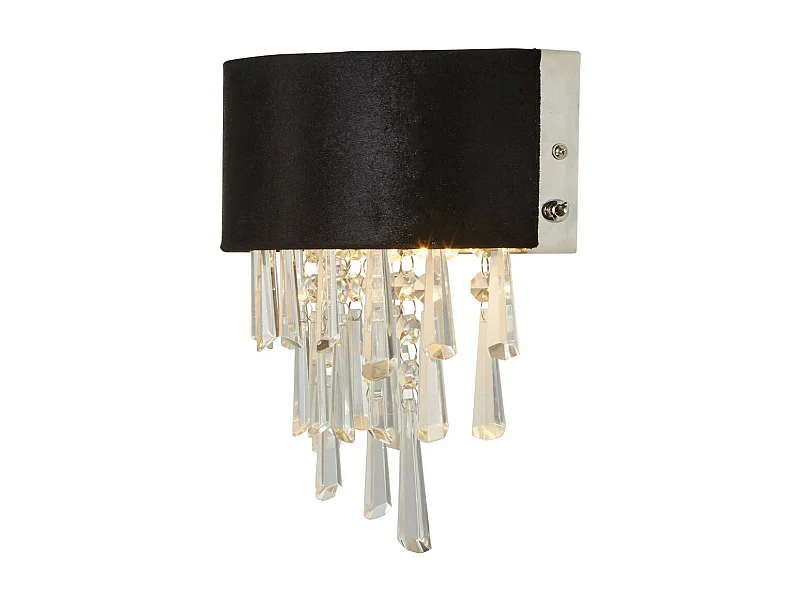 Searchlight Glamour Aplique 2 luces Terciopelo negro, cristal transparente