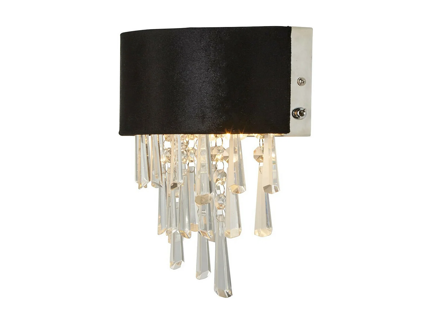 Searchlight Glamour Aplique 2 luces Terciopelo negro, cristal transparente