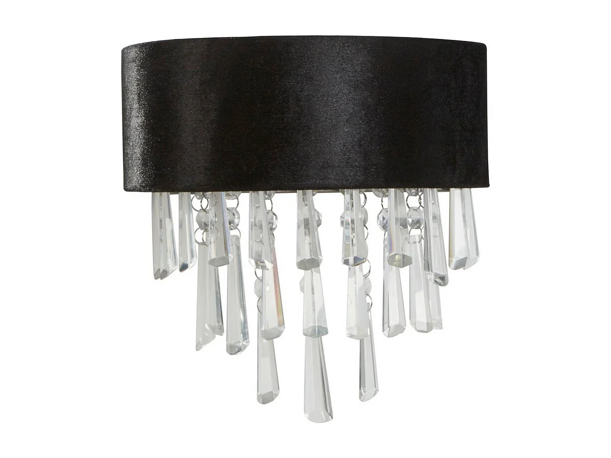 Searchlight Glamour Aplique 2 luces Terciopelo negro, cristal transparente