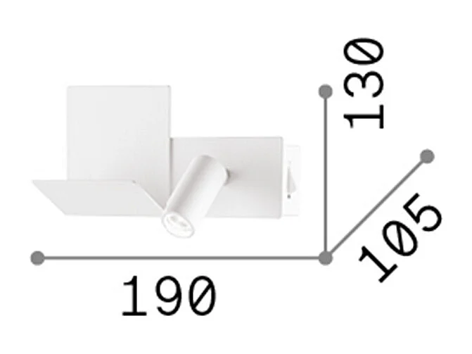 Ideal Lux KOMODO-2 Luz de lectura LED blanca, interruptor incorporado, 3000 K, no regulable