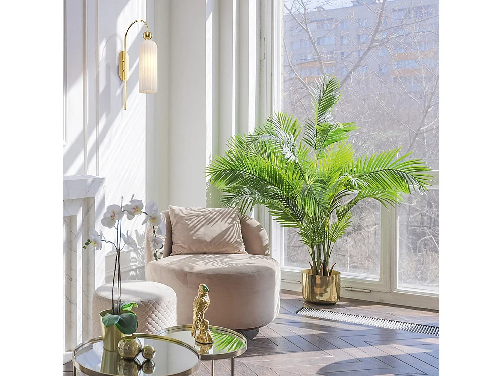 Maytoni Antic Moderne Wandleuchte Gold, Glasschirm Weiß