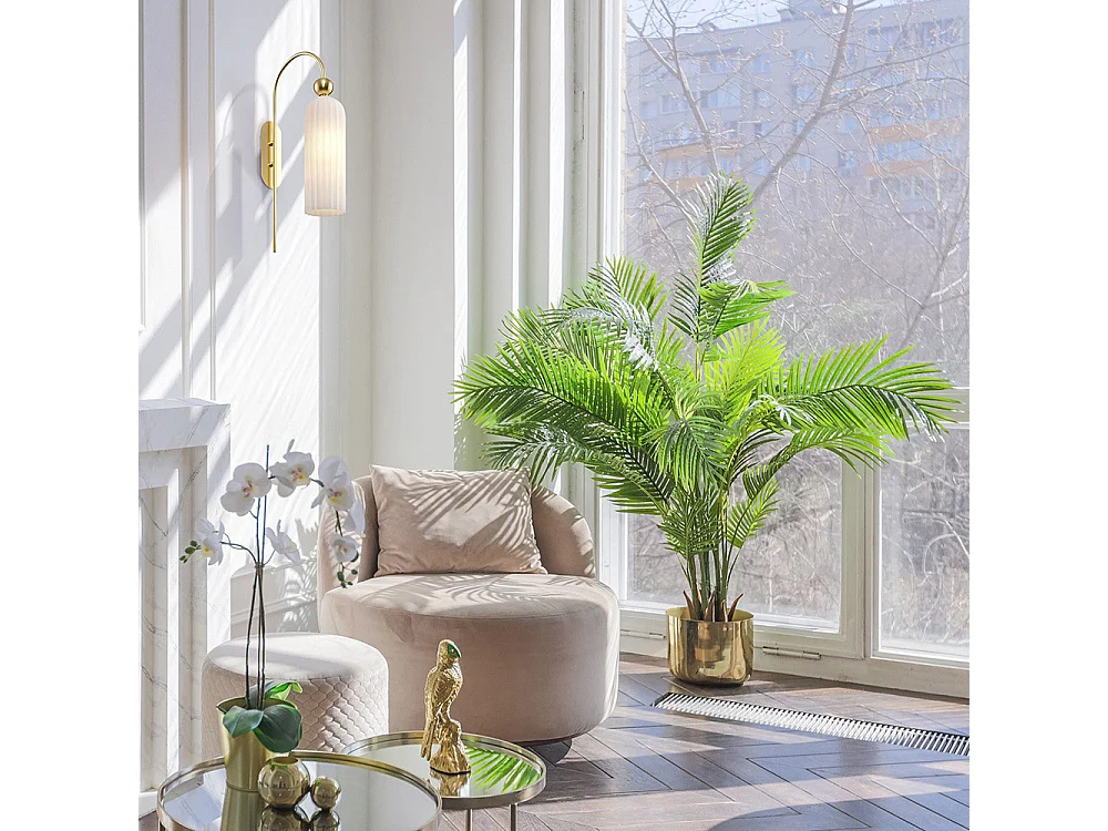 Maytoni Antic Moderne Wandleuchte Gold, Glasschirm Weiß