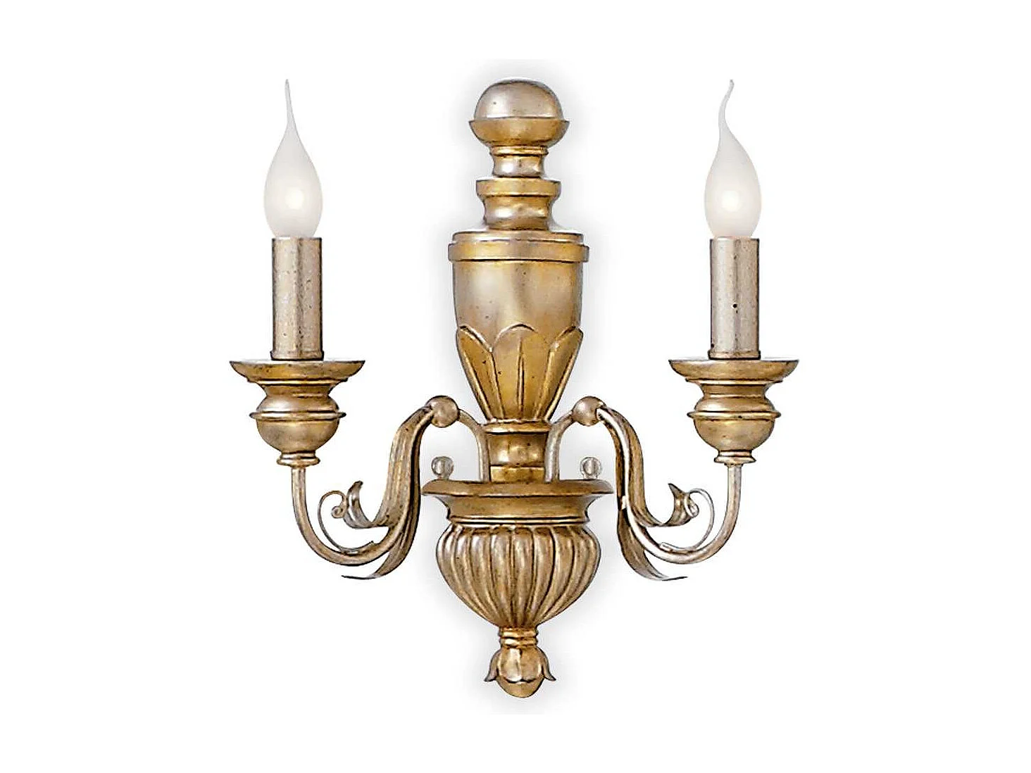 Ideal Lux Dora - Aplique de pared con vela para interior, 2 luces, latón antiguo, E14