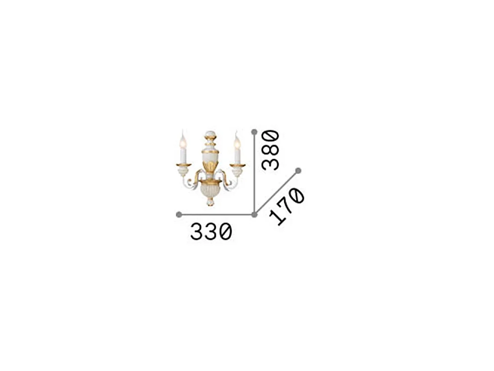 Ideal Lux Dora Applique murale d'intérieur à 2 ampoules, laiton antique, E14
