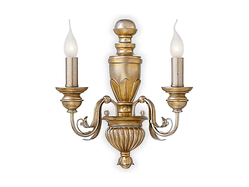 Ideal Lux Dora - Aplique de pared con vela para interior, 2 luces, latón antiguo, E14