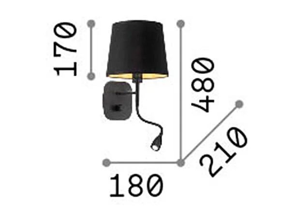 Ideal Lux Nordik Applique murale à 2 lumières LED noir