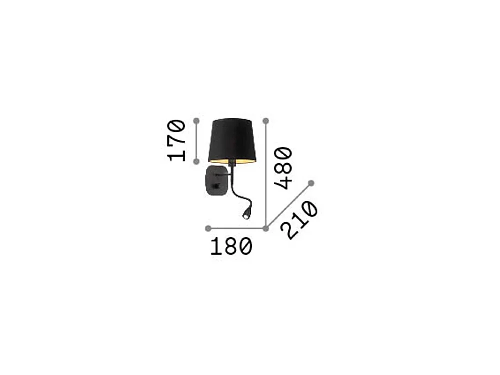 Ideal Lux Nordik Applique murale à 2 lumières LED noir