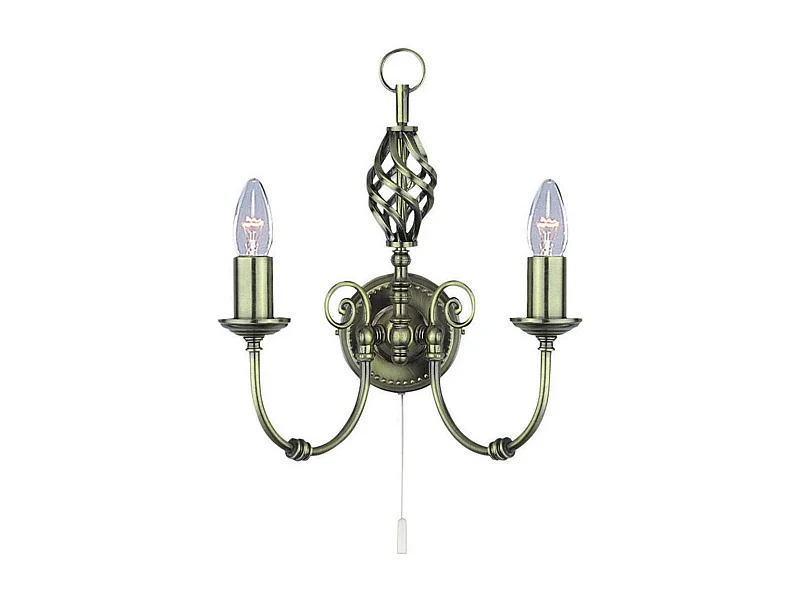 Searchlight Zanzibar 2 ljus inomhusljus vgglampa antik mssing, E14