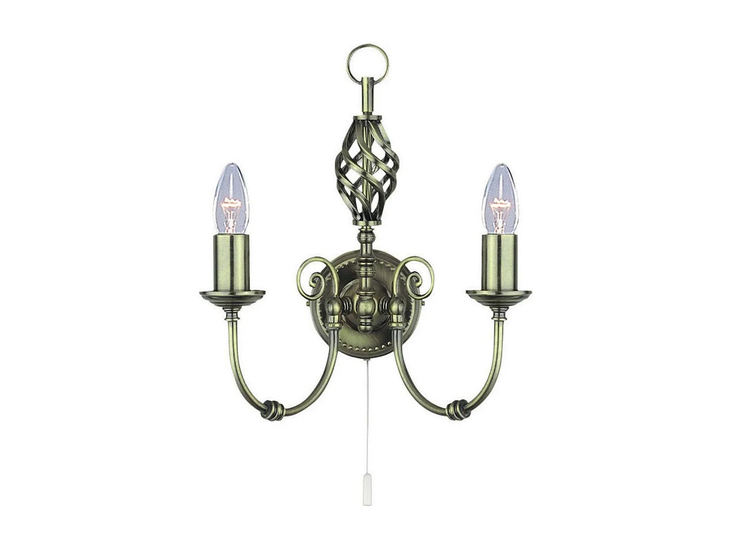 Searchlight Zanzibar 2 ljus inomhusljus vgglampa antik mssing, E14