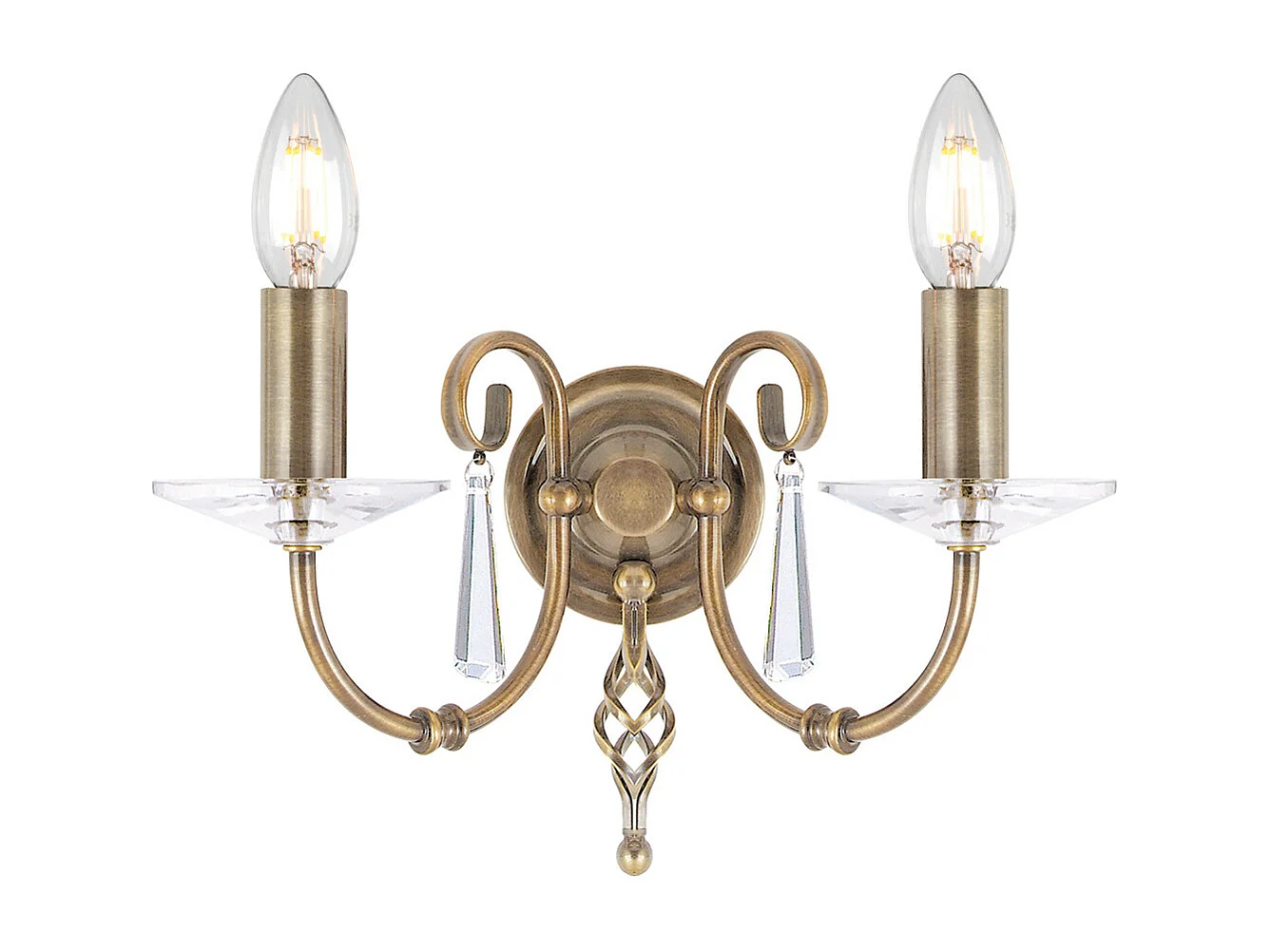 Elstead Aegean - Lampada da parete a candela da interni a 2 luci in ottone invecchiato, E14