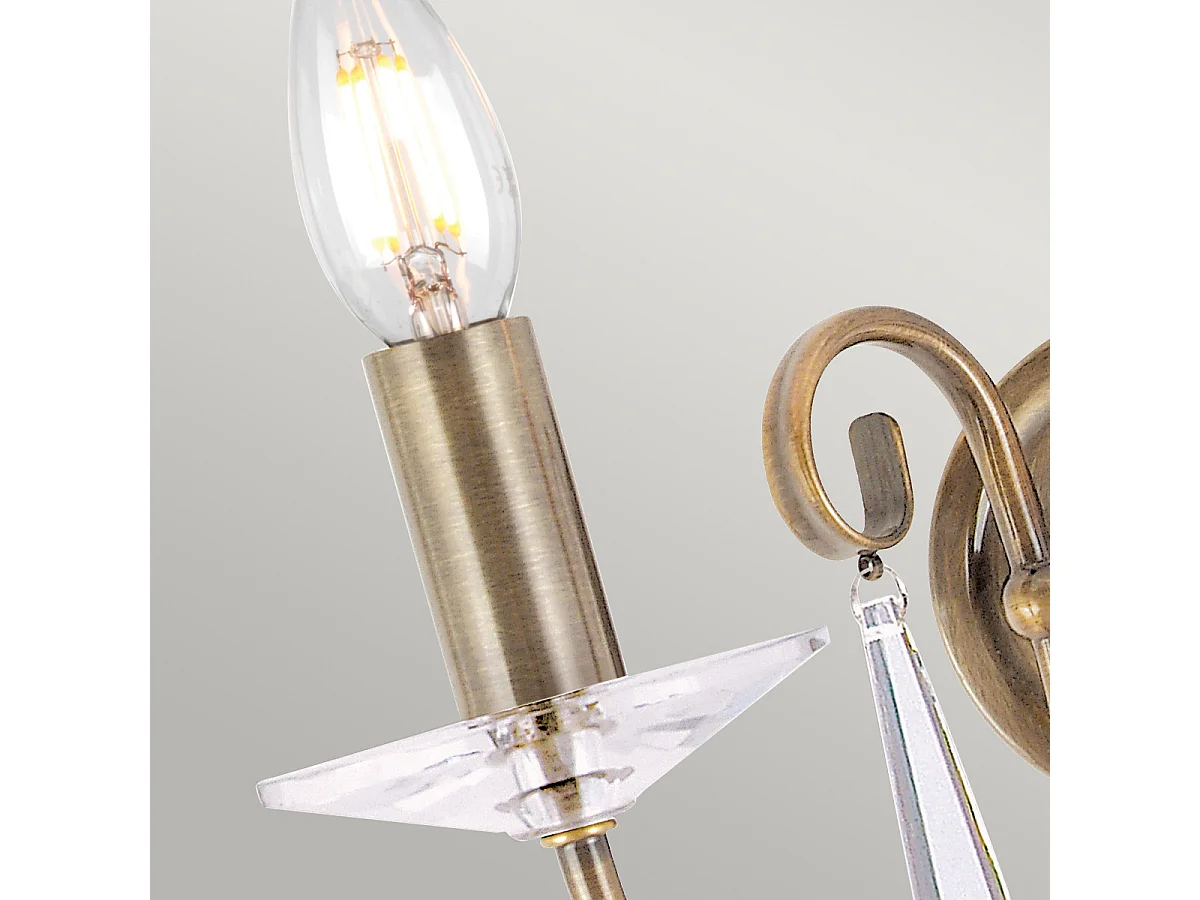 Elstead Aegean - Lampada da parete a candela da interni a 2 luci in ottone invecchiato, E14