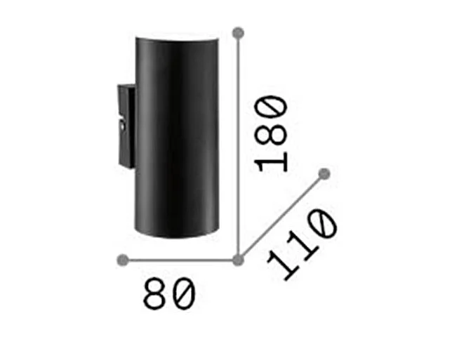 Ideal Lux Hot - 2 licht Up & Down Wandleuchte Schwarz, GU10