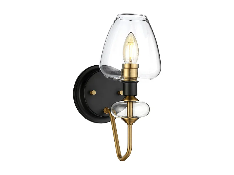 Armand 1 ljus vägglampa, åldrad mässing, glasskärm