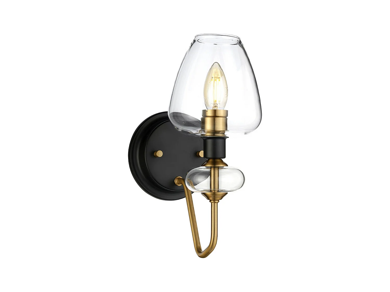 Applique a 1 luce Armand, ottone anticato, paralume in vetro