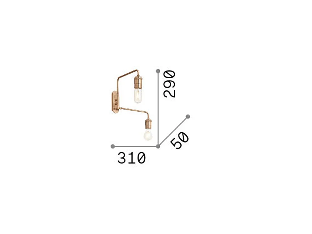 Ideal Lux Triumph Applique murale à 2 ampoules en laiton antique