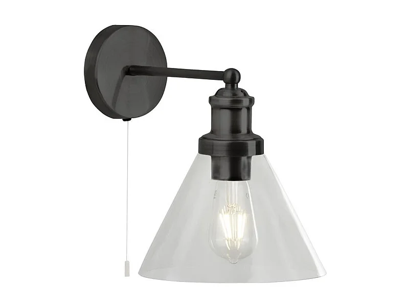 Searchlicht Pyramid Wandleuchte Mattschwarz, Klarglasschirm