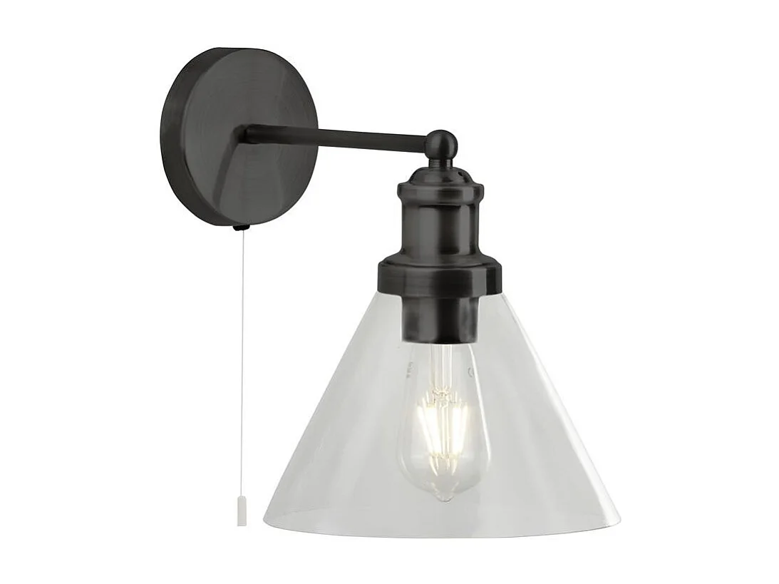 Searchlicht Pyramid Wandleuchte Mattschwarz, Klarglasschirm