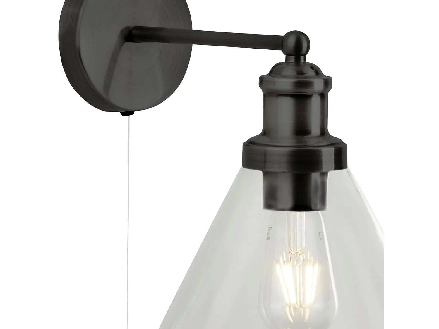 Searchlicht Pyramid Wandleuchte Mattschwarz, Klarglasschirm