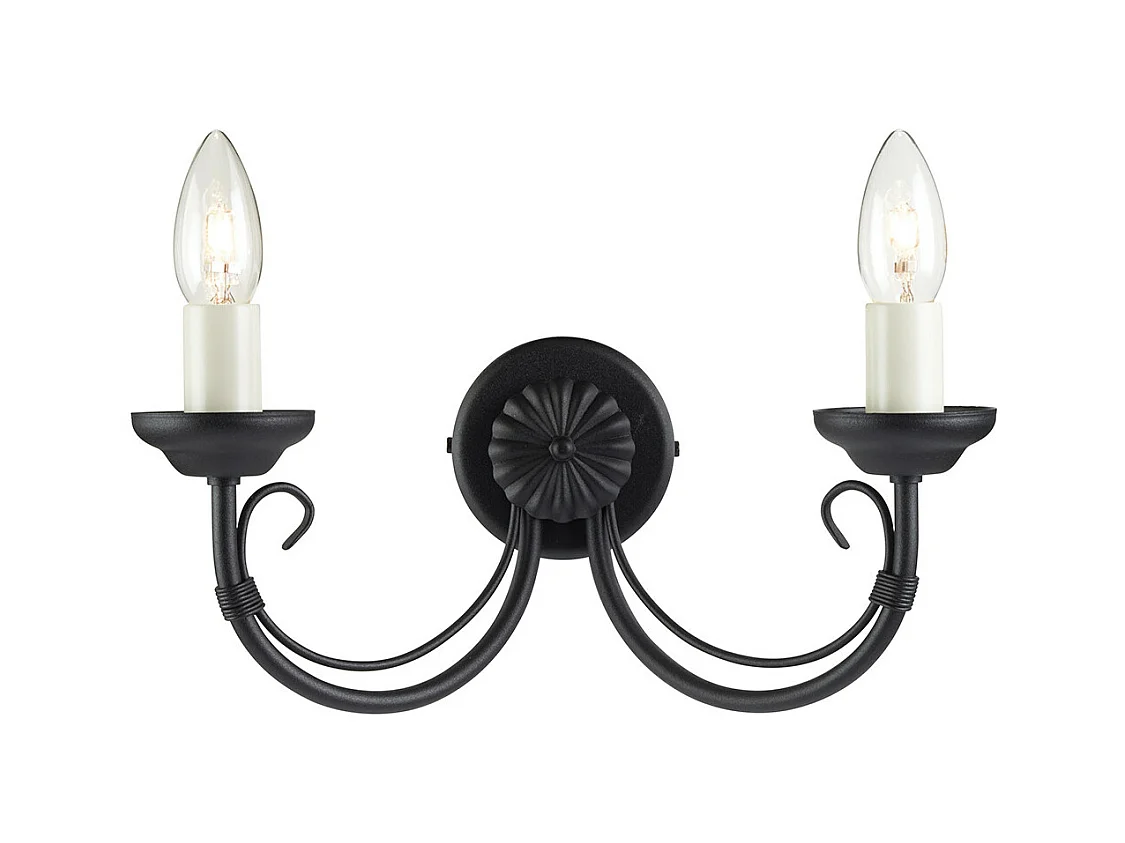 Elstead Chartwell - Lampada da parete a candela per interni a 2 luci nera, E14