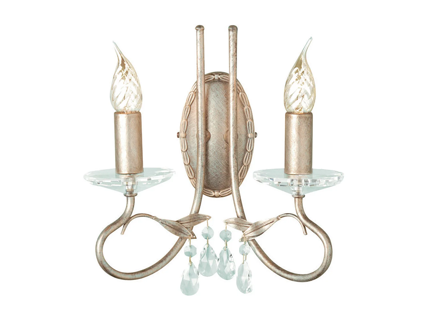 Elstead Christina - Lampada da parete per interni a 2 luci, argento, oro, E14