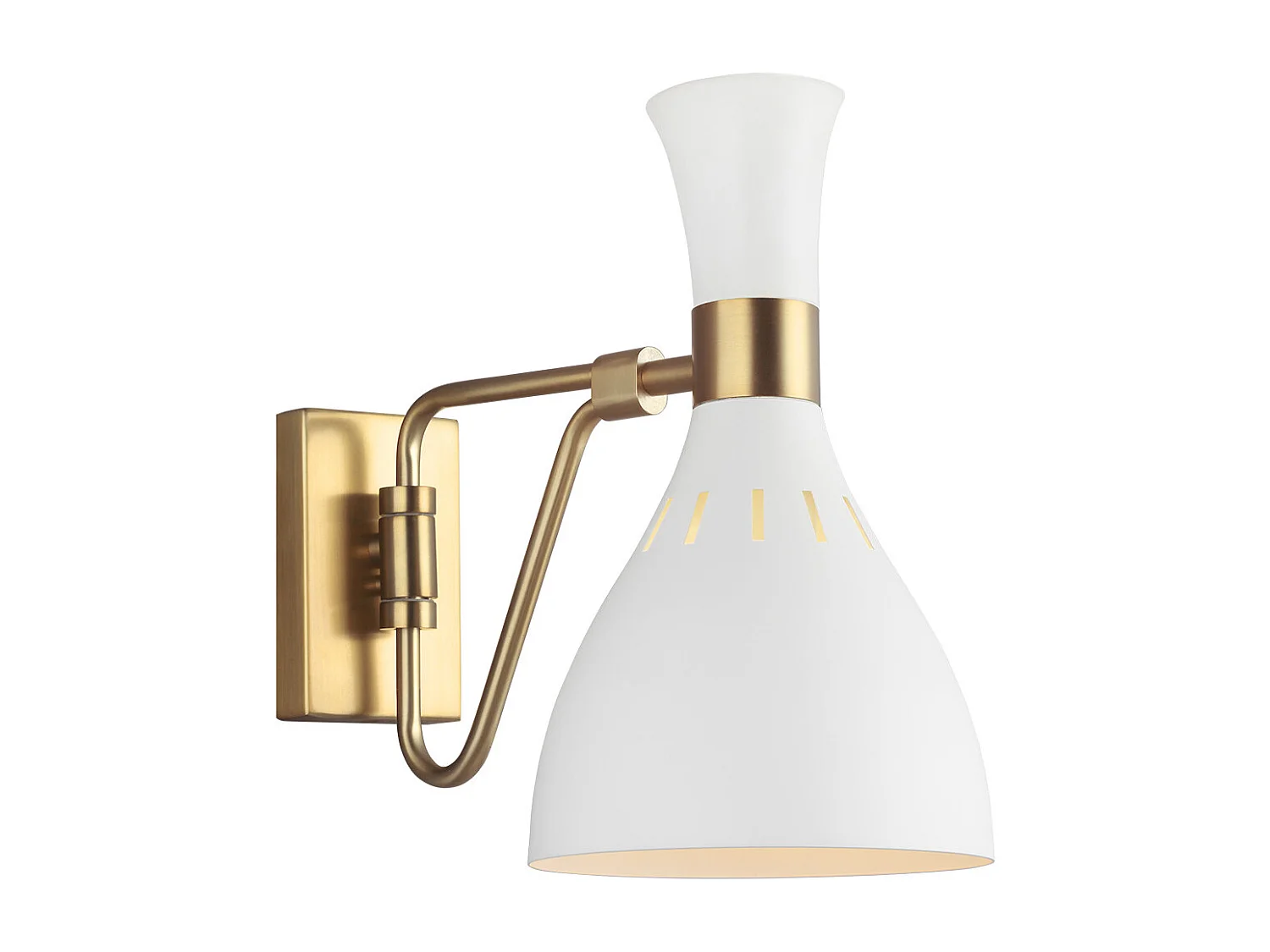 Applique Elstead Joan 1 luce, bianco opaco, ottone brunito, attacco E27